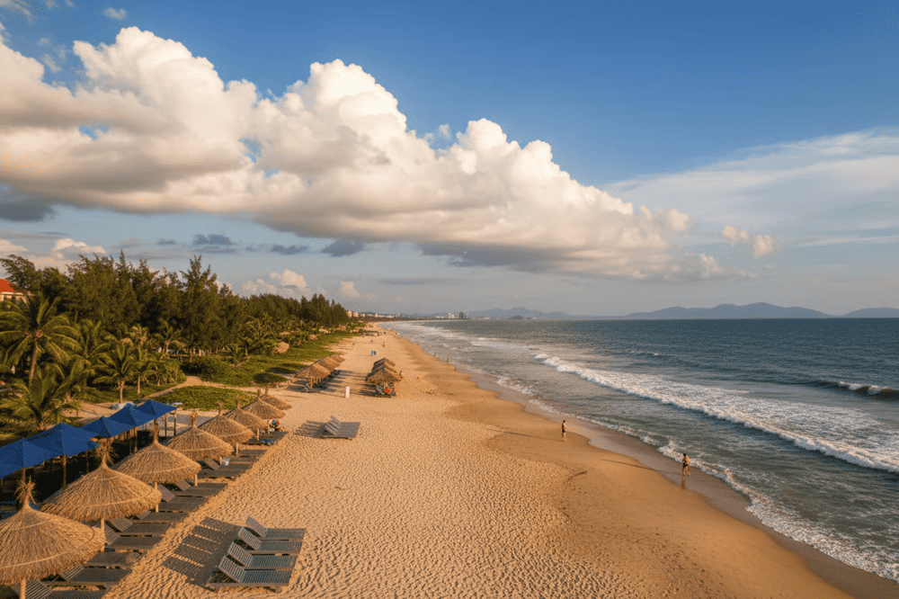Just 4 km from Hoi An Ancient Town, An Bang Beach is a local favorite known for its soft white sand, gentle waves, and chill beach bars